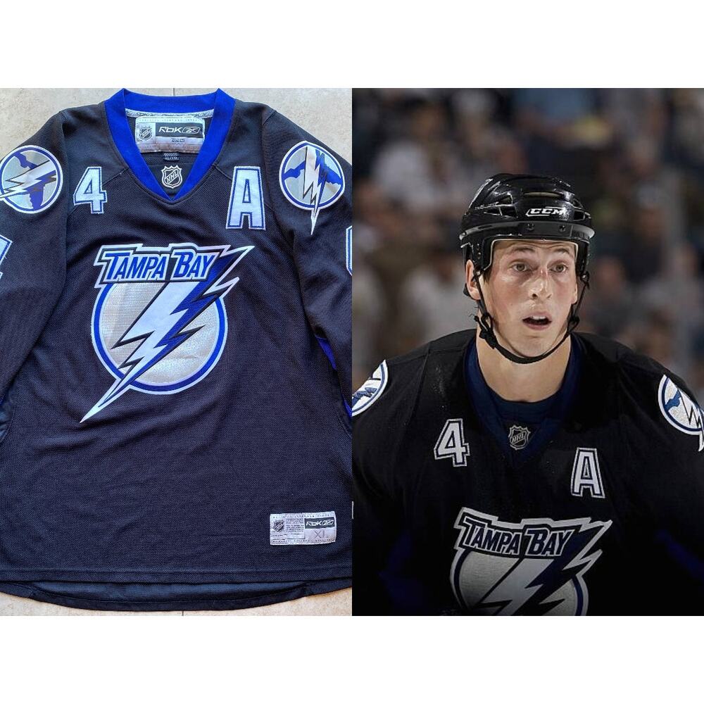 Vincent LeCAVALIER 4 Tampa Bay Lightning 2000s REEBOK jersey XL blk home NHL vtg